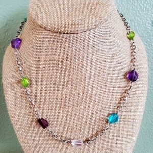 Silver And Gemstone Necklace